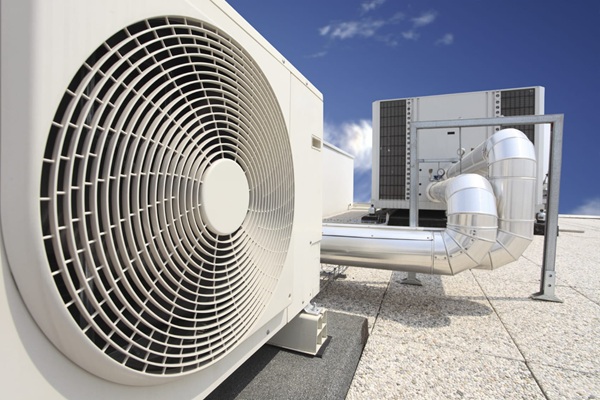 Large commercial air conditioning unit of roof.